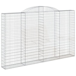 vidaXL Arched Gabion Basket Stone Basket Gabion Retaining Wall Galvanised Iron - 300 x 30 x 180/200 cm/ 1 pcs