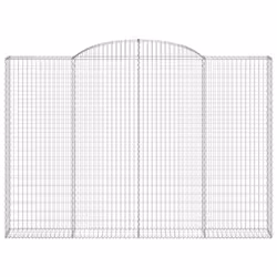 vidaXL Arched Gabion Basket Stone Basket Gabion Retaining Wall Galvanised Iron - 300 x 30 x 200/220 cm/ 1 pcs - Additional view 2
