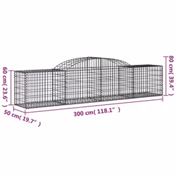 vidaXL Arched Gabion Basket Stone Basket Gabion Retaining Wall Galvanised Iron - 300 x 50 x 60/80 cm/ 1 pcs - Additional view 3