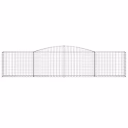 vidaXL Arched Gabion Basket Stone Basket Gabion Retaining Wall Galvanised Iron - 400 x 30 x 80/100 cm/ 1 pcs