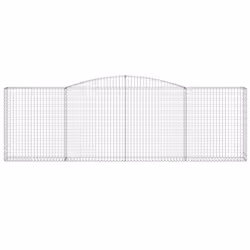 vidaXL Arched Gabion Basket Stone Basket Gabion Retaining Wall Galvanised Iron - 400 x 30 x 120/140 cm/ 1 pcs