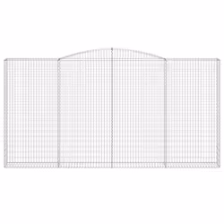 vidaXL Arched Gabion Basket Stone Basket Gabion Retaining Wall Galvanised Iron - 400 x 30 x 200/220 cm/ 1 pcs