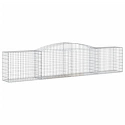 vidaXL Arched Gabion Basket Stone Basket Gabion Retaining Wall Galvanised Iron - 400 x 50 x 80/100 cm/ 1 pcs
