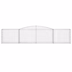 vidaXL Arched Gabion Basket Stone Basket Gabion Retaining Wall Galvanised Iron - 400 x 50 x 80/100 cm/ 1 pcs