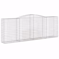vidaXL Arched Gabion Basket Stone Basket Gabion Retaining Wall Galvanised Iron - 400 x 50 x 140/160 cm/ 1 pcs