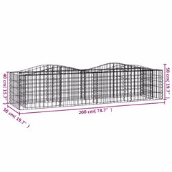 vidaXL Arched Gabion Raised Bed Mesh Wire Stone 200x50x50 cm Galvanised Iron - Additional view 3