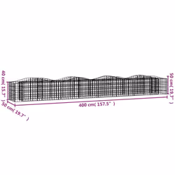 vidaXL Arched Gabion Raised Bed Mesh Wire Stone 400x50x50 cm Galvanised Iron - Additional view 4
