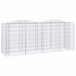 vidaXL Arched Gabion Raised Bed Gabion Basket Mesh Wire Stone Galvanised Iron - 200 x 50 x 100 cm