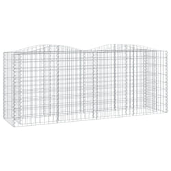 vidaXL Arched Gabion Raised Bed Gabion Basket Mesh Wire Stone Galvanised Iron - 200 x 50 x 100 cm