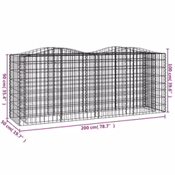 vidaXL Arched Gabion Raised Bed Gabion Basket Mesh Wire Stone Galvanised Iron - 200 x 50 x 100 cm - Additional view 4