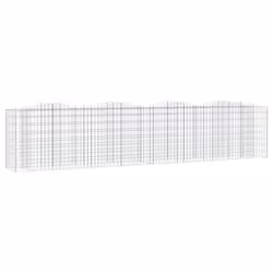 vidaXL Arched Gabion Raised Bed Gabion Basket Mesh Wire Stone Galvanised Iron - 400 x 50 x 100 cm
