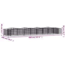 vidaXL Arched Gabion Raised Bed Gabion Basket Mesh Wire Stone Galvanised Iron - 400 x 100 x 50 cm