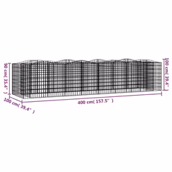 vidaXL Arched Gabion Raised Bed Gabion Basket Mesh Wire Stone Galvanised Iron - 400 x 100 x 100 cm