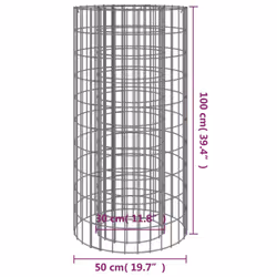 vidaXL Gabion Fire Pit Outdoor Camping Grill Fireplace Galvanised Iron Round - 50 x 100 cm