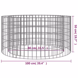 vidaXL Gabion Fire Pit Outdoor Camping Grill Fireplace Galvanised Iron Round - 100 x 50 cm - Additional view 4