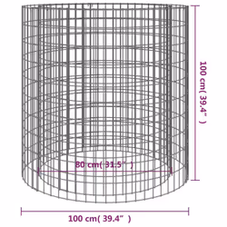 vidaXL Gabion Fire Pit Outdoor Camping Grill Fireplace Galvanised Iron Round - 100 x 100 cm - Additional view 4