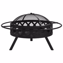 vidaXL Fire Pit Fire Bowl Outdoor Fireplace Patio Heater with Poker XXL Steel
