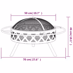 vidaXL Fire Pit Fire Bowl Outdoor Fireplace Patio Heater with Poker XXL Steel - Additional view 6