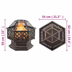 vidaXL Rustic Fire Pit Garden Fireplace with Poker Furnace Heater XXL Steel