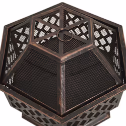 vidaXL Rustic Fire Pit Garden Fireplace with Poker Furnace Heater XXL Steel - Additional view 4