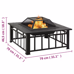 vidaXL Fire Pit Garden Fireplace with Poker Furnace Heater Fire Bowl XXL Steel