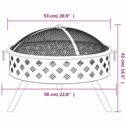vidaXL Fire Pit Fire Bowl Outdoor Fireplace Patio Heater with Poker XXL Steel - Additional view 3