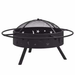 vidaXL Fire Pit Fire Bowl Outdoor Fireplace Patio Heater with Poker XXL Steel