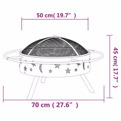 vidaXL Fire Pit Fire Bowl Outdoor Fireplace Patio Heater with Poker XXL Steel - Additional view 6