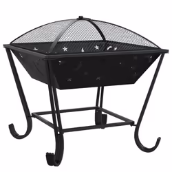 vidaXL Fire Pit Fire Bowl Outdoor Fireplace Patio Heater with Poker XXL Steel