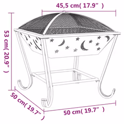 vidaXL Fire Pit Fire Bowl Outdoor Fireplace Patio Heater with Poker XXL Steel