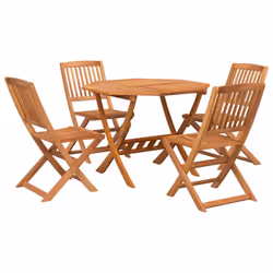 vidaXL Solid Wood Acacia Garden Dining Set 5 Piece Table with/without Armrest - without armrest - Additional view 2