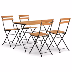vidaXL Folding Bistro Set Solid Wood Acacia and Steel Black/White 5/7 Piece - black, 5 piece