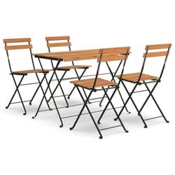 vidaXL Folding Bistro Set Solid Wood Acacia and Steel Black/White 5/7 Piece - black, 5 piece