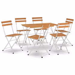 vidaXL Folding Bistro Set Solid Wood Acacia and Steel Black/White 5/7 Piece - white, 7 piece