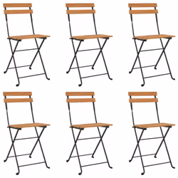 vidaXL 6x Folding Bistro Chairs Solid Wood Teak and Steel Outdoor Furniture