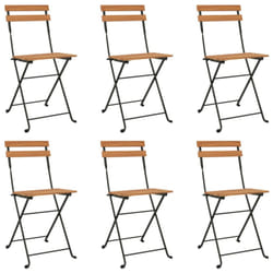 vidaXL 6x Folding Bistro Chairs Solid Wood Teak and Steel Outdoor Furniture