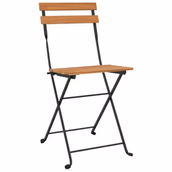 vidaXL Folding Bistro Chairs Solid Wood Teak and Steel Outdoor Dining Chair - 8 pcs - Additional view 4
