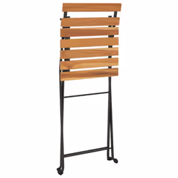 vidaXL Folding Bistro Chairs Solid Wood Teak and Steel Outdoor Dining Chair - 8 pcs - Additional view 5