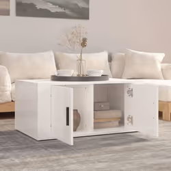 vidaXL Coffee Table Engineered Wood Home Side Accent End Table Multi Colours - high gloss white