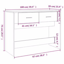 vidaXL Console Table Engineered Wood End Accent Side Sofa Table Multi Colours - smoked oak - Additional view 3