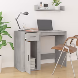 vidaXL Desk Office Table Computer Desk Study Working Table Engineered Wood - concrete grey