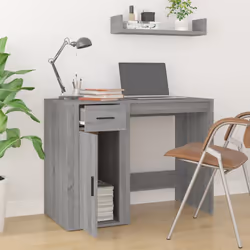 vidaXL Desk Office Table Computer Desk Study Working Table Engineered Wood - grey sonoma