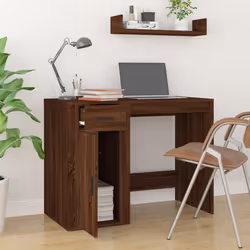 vidaXL Desk Office Table Computer Desk Study Working Table Engineered Wood - brown oak