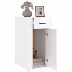 vidaXL Desk Cabinet Engineered Wood Home Office Desk Storage Multi Colours - high gloss white - Additional view 4