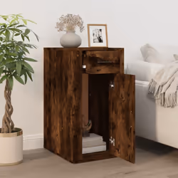 vidaXL Desk Cabinet Engineered Wood Home Office Desk Storage Multi Colours - smoked oak