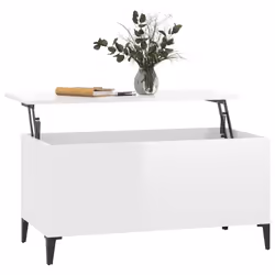 vidaXL Coffee Table Engineered Wood Side Table Multi Colours 60/90x44.5x45 cm - high gloss white - Additional view 4