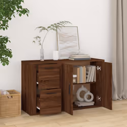 vidaXL Sideboard Engineered Wood Storage Cupboard Organiser Multi Colours - brown oak