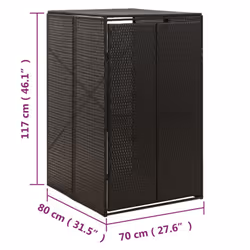 vidaXL Wheelie Bin Shed Garden Outdoor Rubbish Bin Shed Storage Poly Rattan - black - Additional view 6