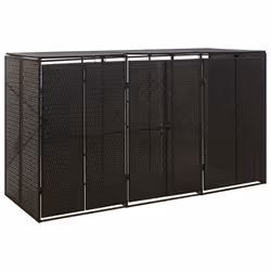 vidaXL Wheelie Bin Shed Garden Outdoor Rubbish Bin Shed Storage Poly Rattan - black