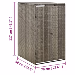 vidaXL Wheelie Bin Shed Garden Outdoor Rubbish Bin Shed Storage Poly Rattan - grey - Additional view 3